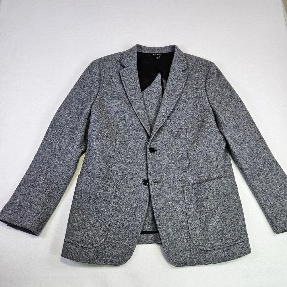 Banana Republic Blazer Mens 42R Slim Mario Bellucci Italian Wool Sport Coat Gray